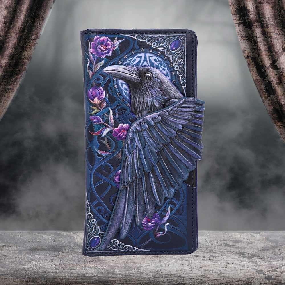 Ravens flight black wing floral embossed Plånbok - Robotto