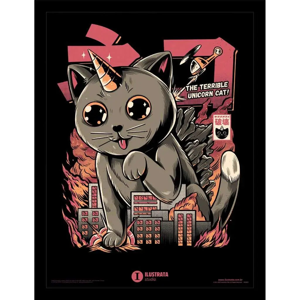 ILUSTRATA CATZILLA COLLECTOR PRINT FRAMED