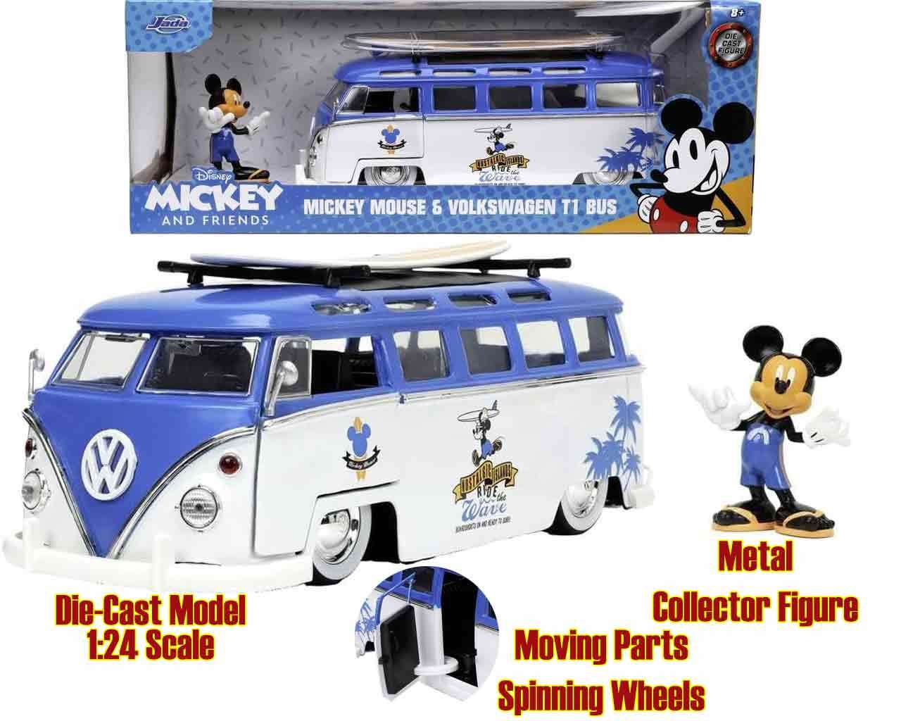 Mickey Mouse Volkswagen T1 Buss 1967 - Die-Cast Modell 1:24 jada toys