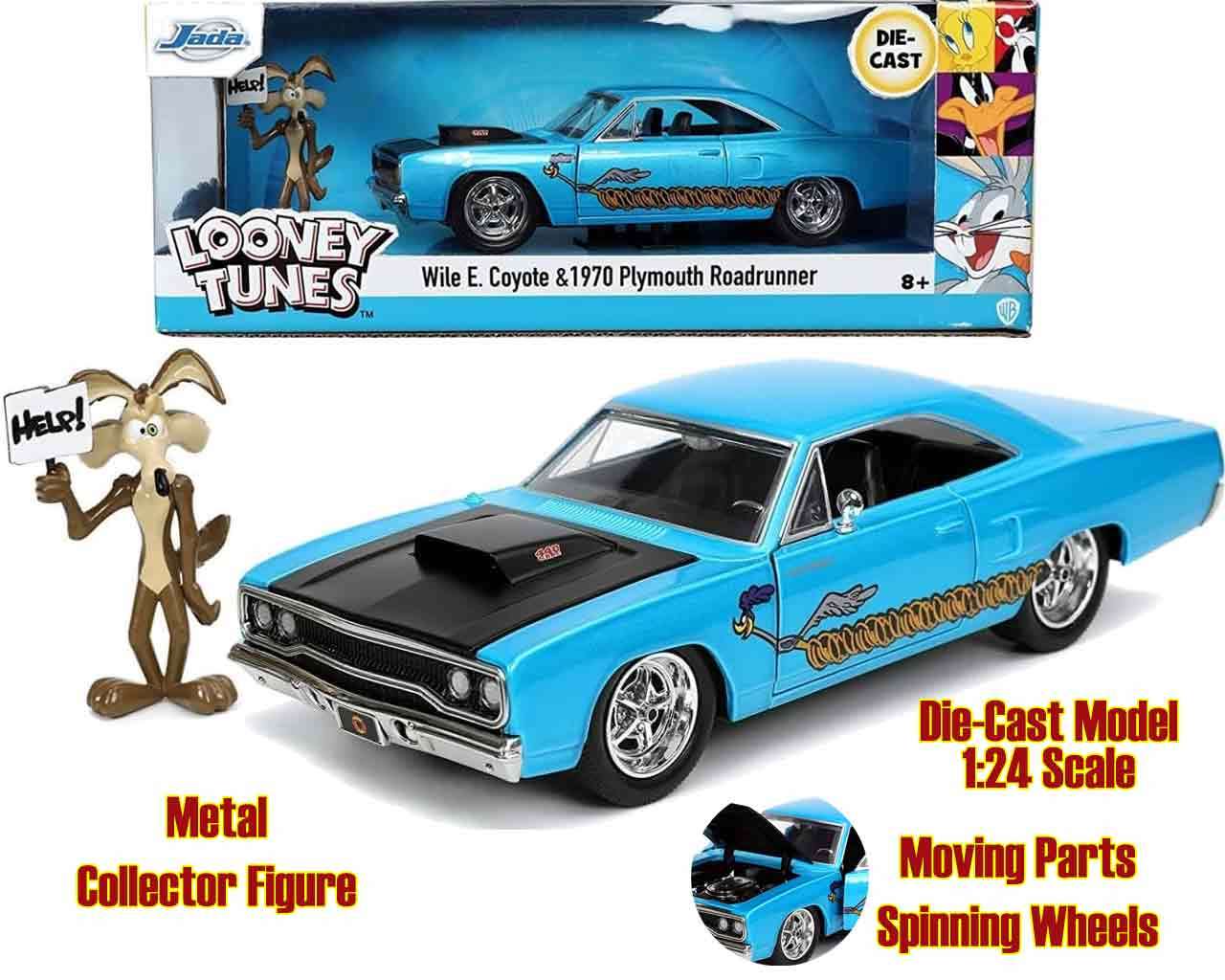 Looney Tunes - 1970 Plymouth Roadrunner med Wile E. Coyote - 1:24 Die-Cast Modell jada toys