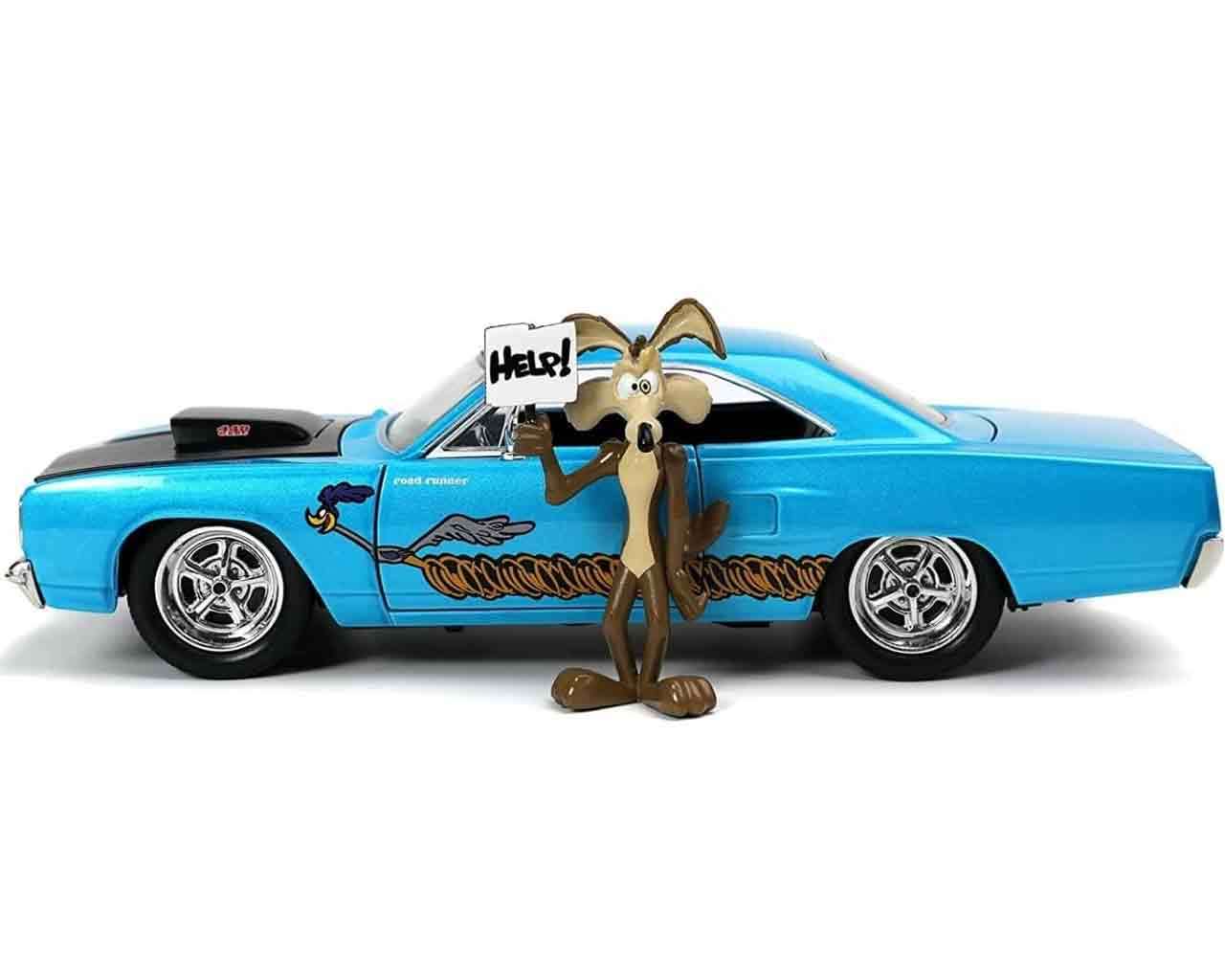 Looney Tunes - 1970 Plymouth Roadrunner med Wile E. Coyote - 1:24 Die-Cast Modell jada toys