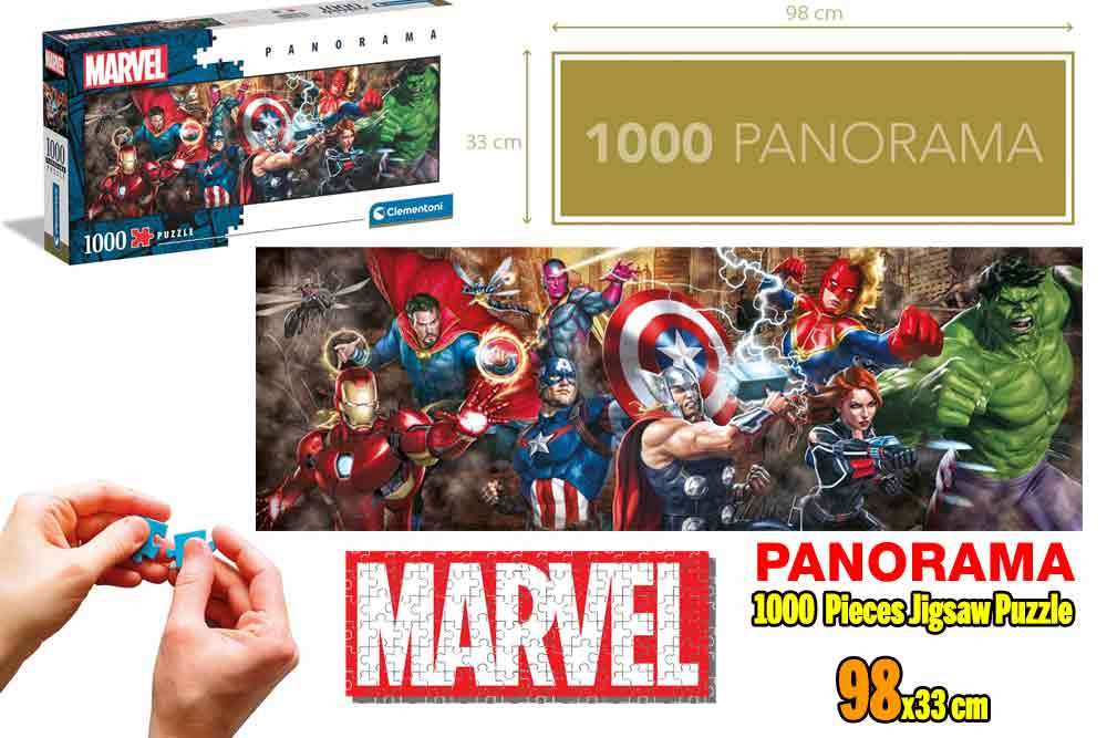 Marvel Avengers: Line Up - Panorama Pussel 1000 Bit clementoni