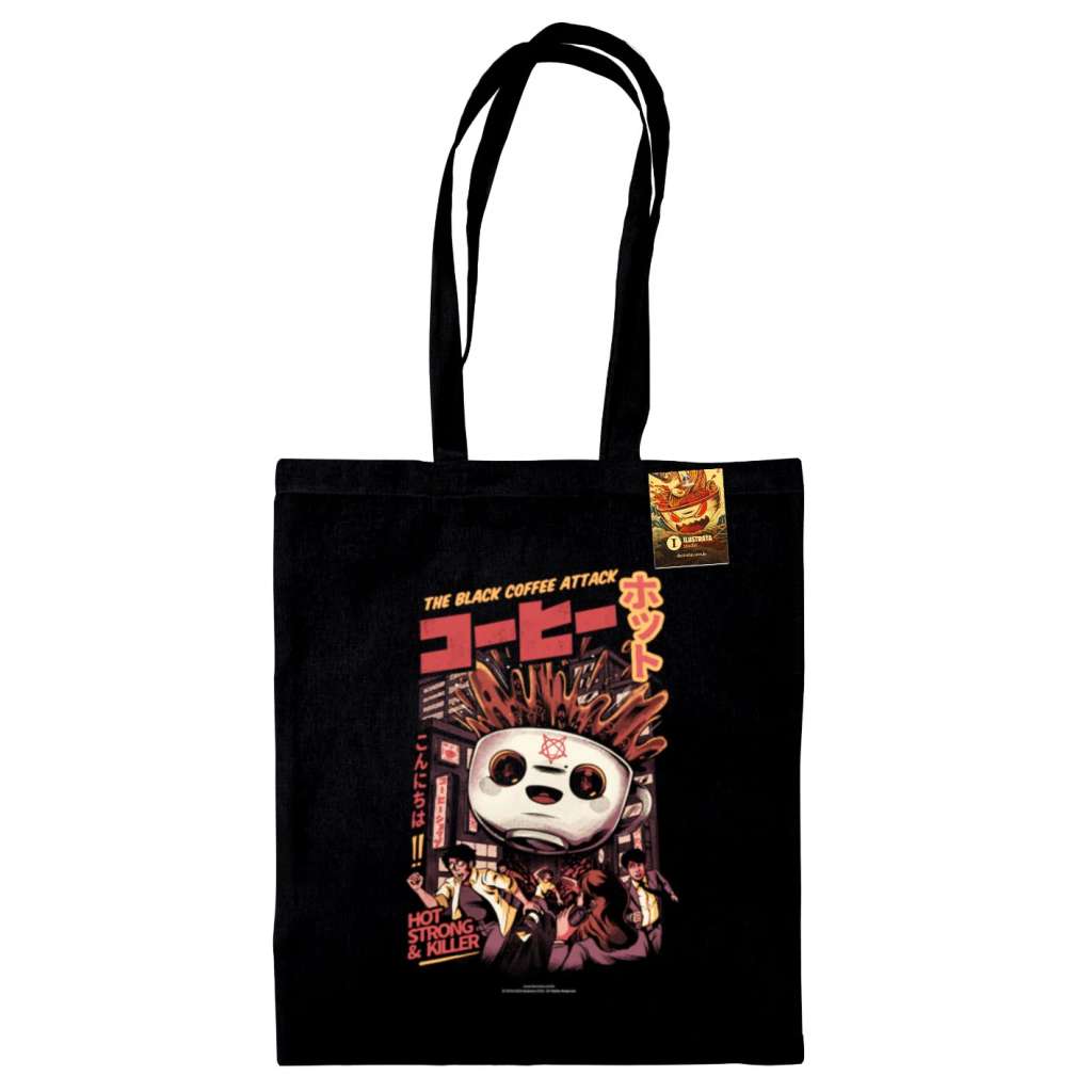 Ilustrata Svart Kaffe Attack Tote Bag pyramid international