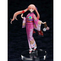 Erika Amano i yukata, animefigur med rosa mönster, persikohår, röd lolli och ornament