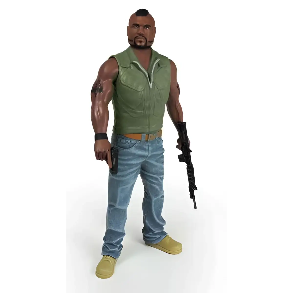 Detaljerad A-Team 12’’ B.A. Baracus actionfigur med mohawk och grön väst