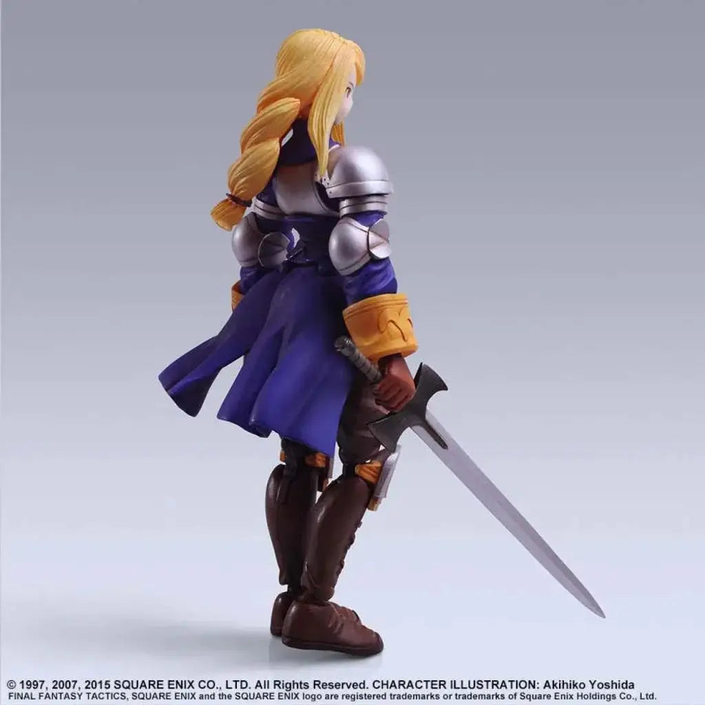 Agrias Oaks Bring Arts-figur från Final Fantasy Tactics i silverlila rustning med svärd