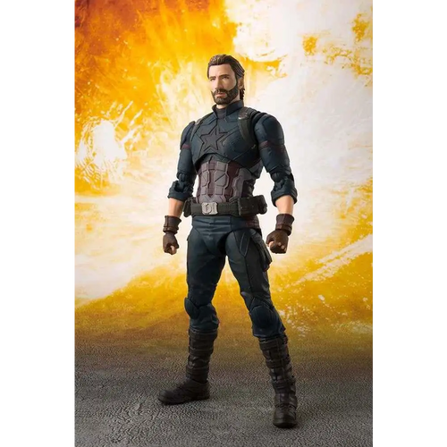 S.H. Figuarts Captain America actionfigur i mörkblå och svart taktisk utrustning med silverstjärna