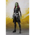 Aiw Gamora SH Figuarts: svart och maroon läderliknande figur med detaljerad rustning och lång mantel