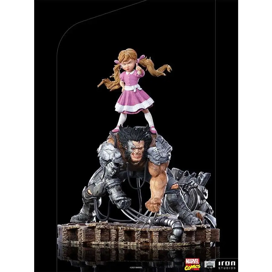 Wolverine i metallisk rustning med Elsie-Dee på axlarna, Iron Studios 1/10 X-Men staty
