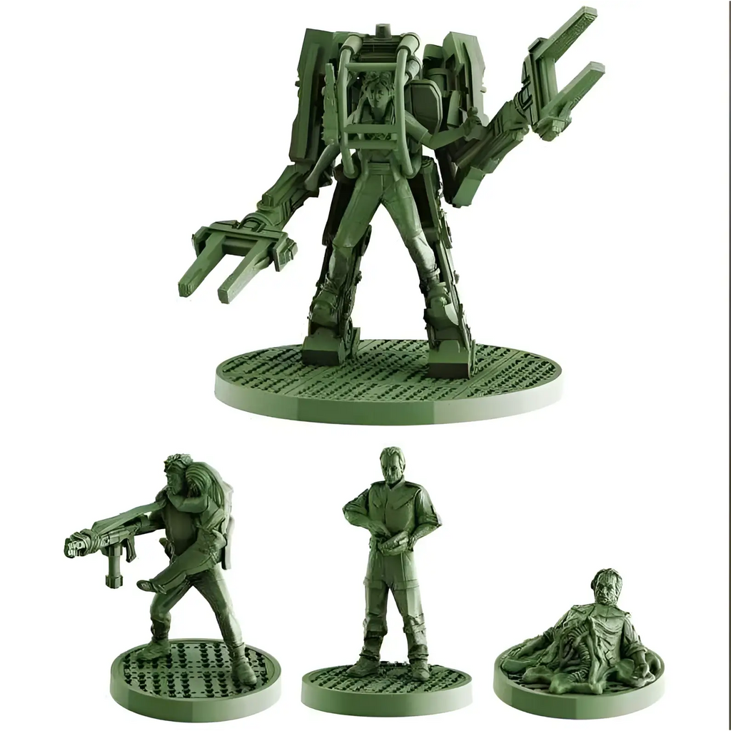 Grön plastrobotfigur med ledade lemmar från ALIENS Sulaco Survivors-set