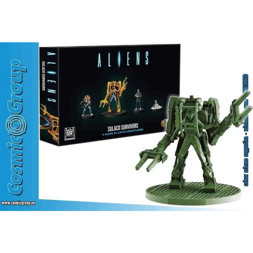 Grön hårdplast Sulaco-överlevare miniatyrfigur med ledade lemmar och detaljerad rustad design från ALIENS-setet