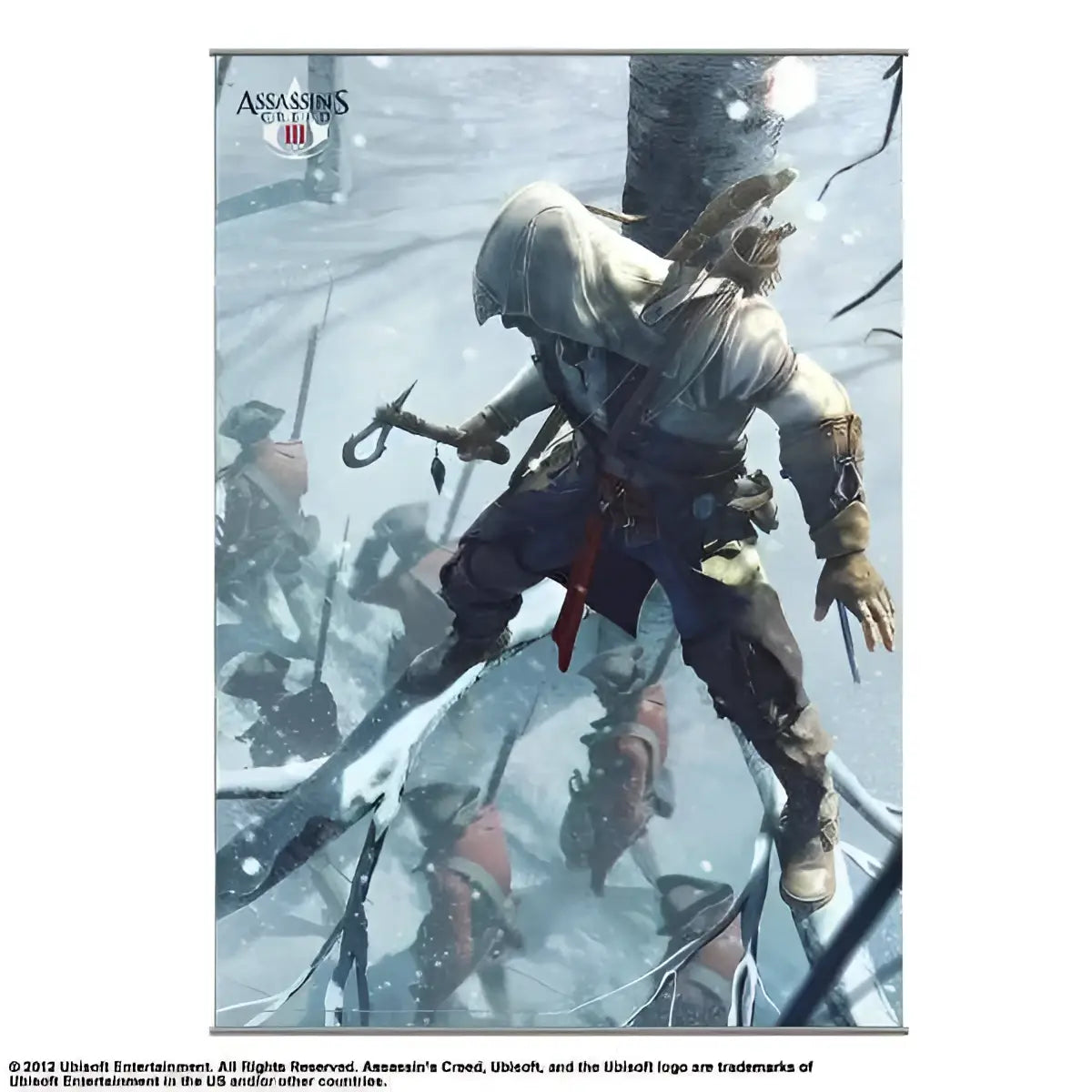 Assassins Creed III Vägscroll #2: huva i vitt och grått på snöig slagfält