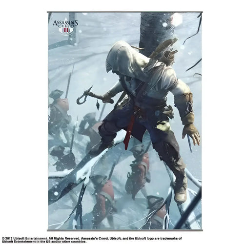 Assassins Creed III Vägscroll #2: huva i vitt och grått på snöig slagfält