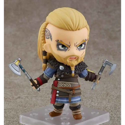 Chibi Nendoroid-figur av Eivor från Assassin’s Creed Valhalla, vikingkrigare med blont flätat hår