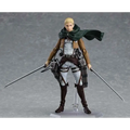 Attack on Titan Erwin Smith figma actionfigur med blont hår, taktisk utrustning, grön mantel och två svärd