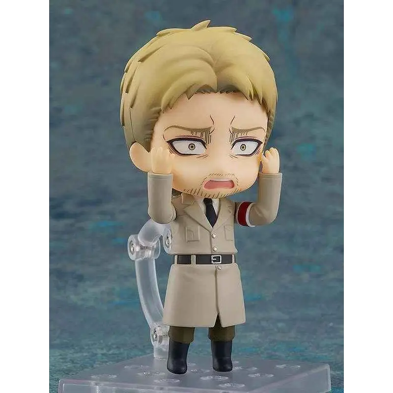 Reiner Braun Nendoroid i beige trenchcoat, blond hår och röda armband på plastbas