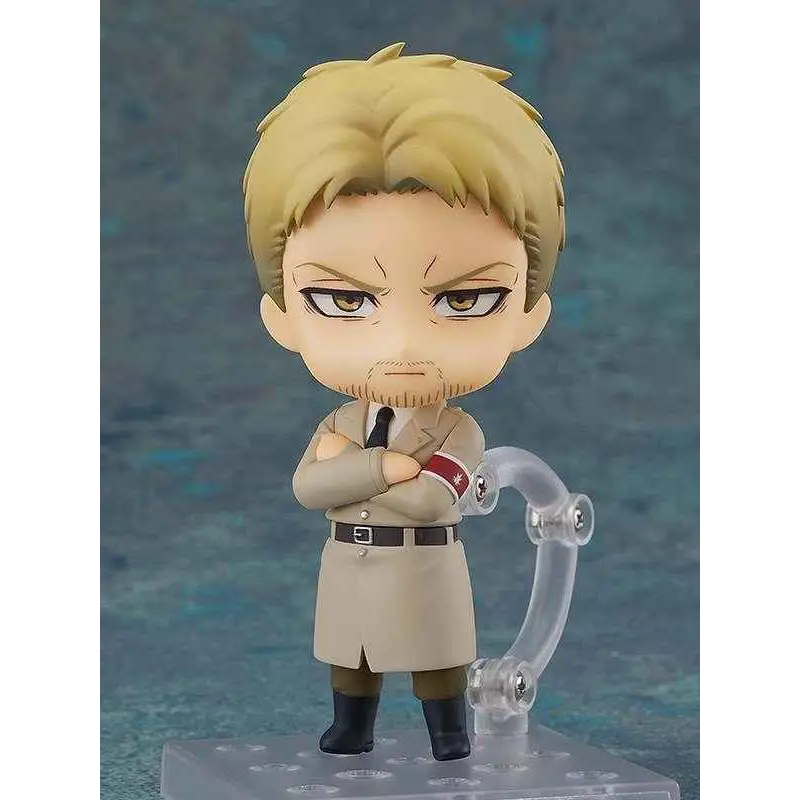 Reiner Braun Nendoroid i beige trenchcoat med blond hår och sträng min, på klar plastbas