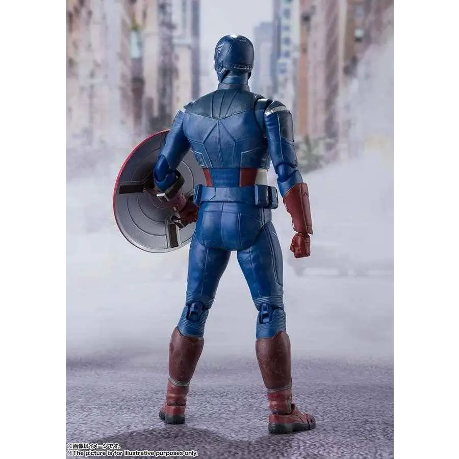 Blå och röd Captain America-figur med sköld, SH Figuarts