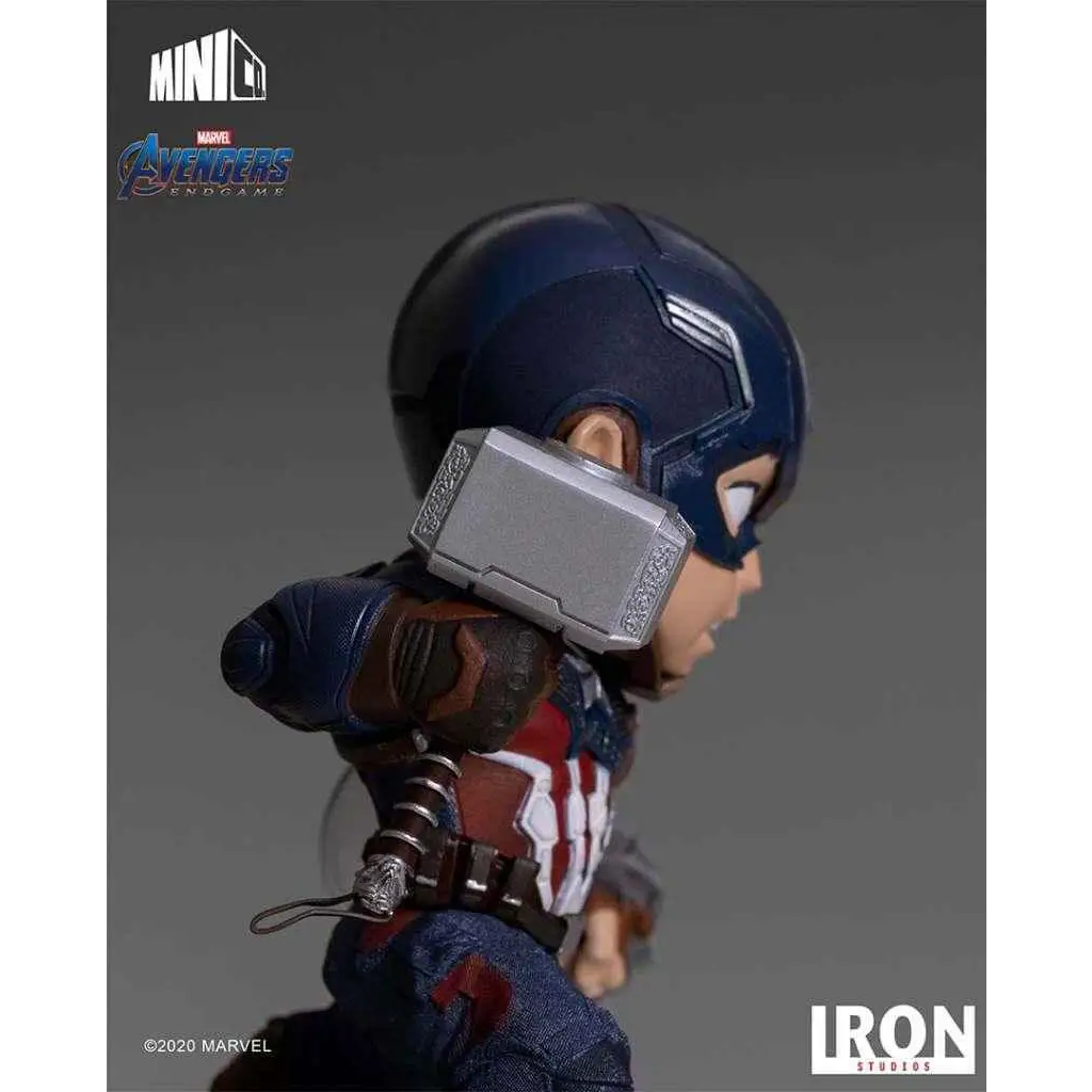Chibi Captain America från Avengers Endgame MiniCo-statyn i ikonisk dräkt