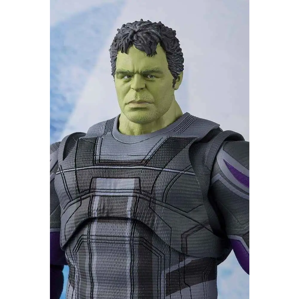 Grönskinnad, muskulös Hulk i grå-lila rustning, Avengers Endgame SH Figuarts