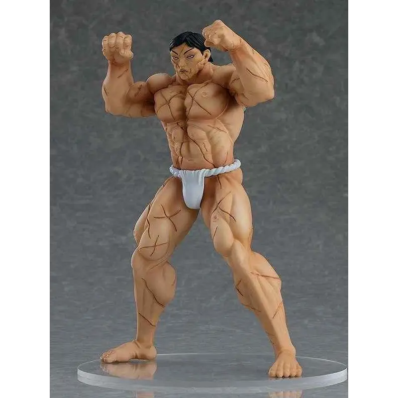 Muskulös animefigur Baki Kaoru Hanayama med detaljerad solbränd hud och definierade muskellinor i vit rep-loincloth, POP UP PARADE