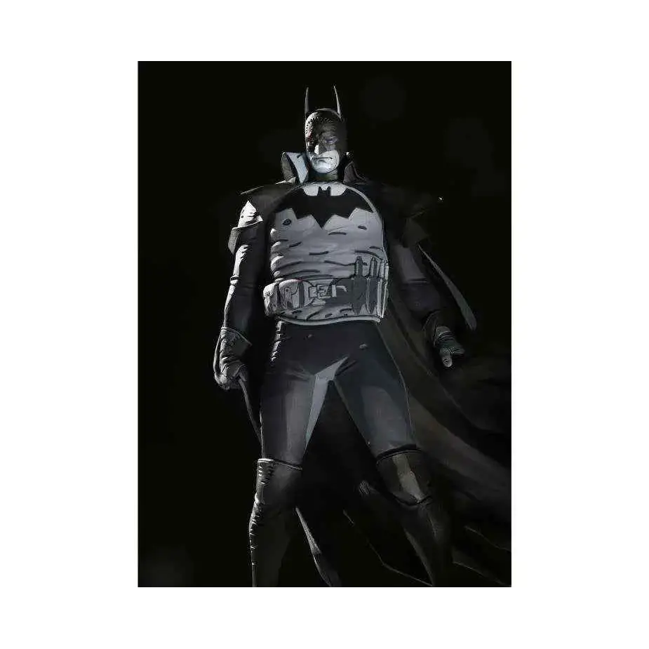 Svartvit Batman-actionfigur av Mike Mignola i klassisk kostym