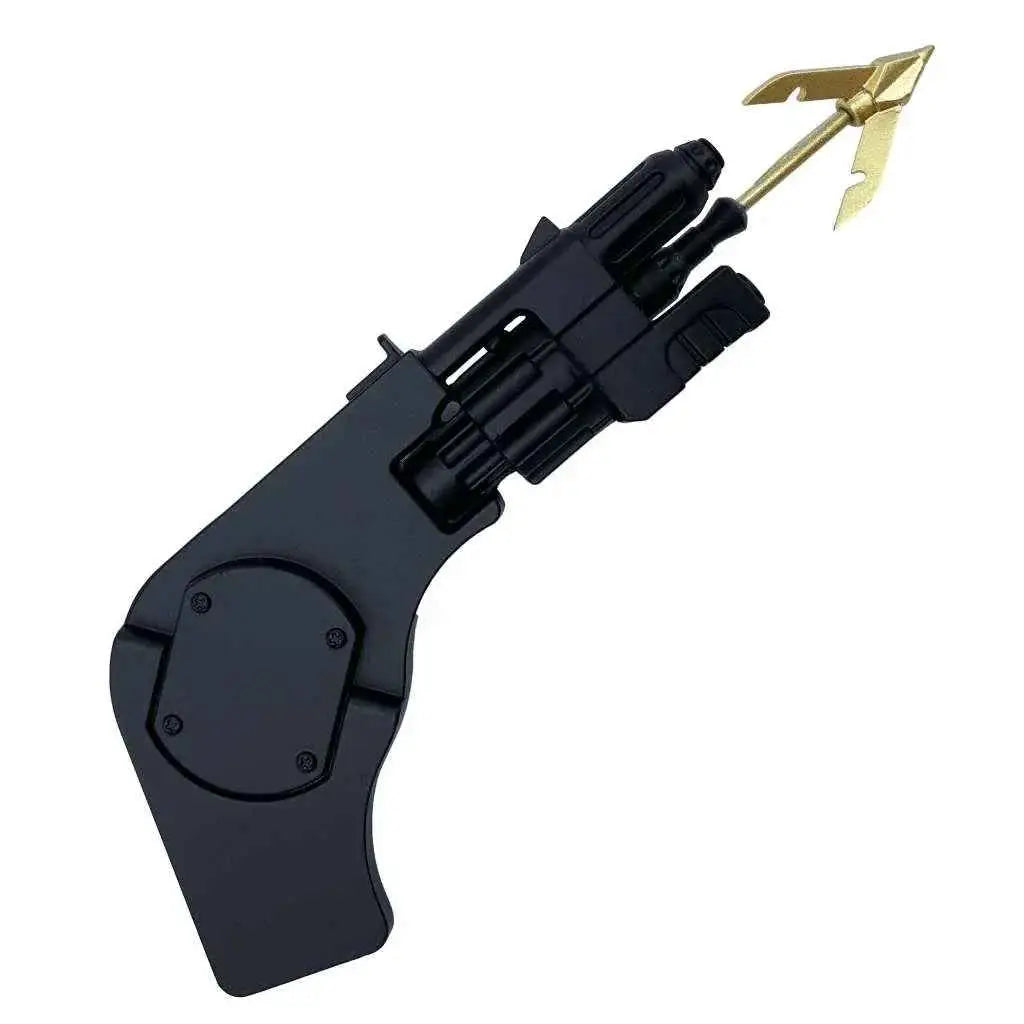 Svart plastleksakspistol med guldfärgad spets för Batman Grapple Launcher