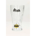Batman-spinnande logotyp läskglas med svart Batman-logotyp och emblem i klar glas