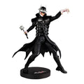 Svart Batman-skurkfigur med silverhjälm och spikad slägga, Greg Capullo-staty