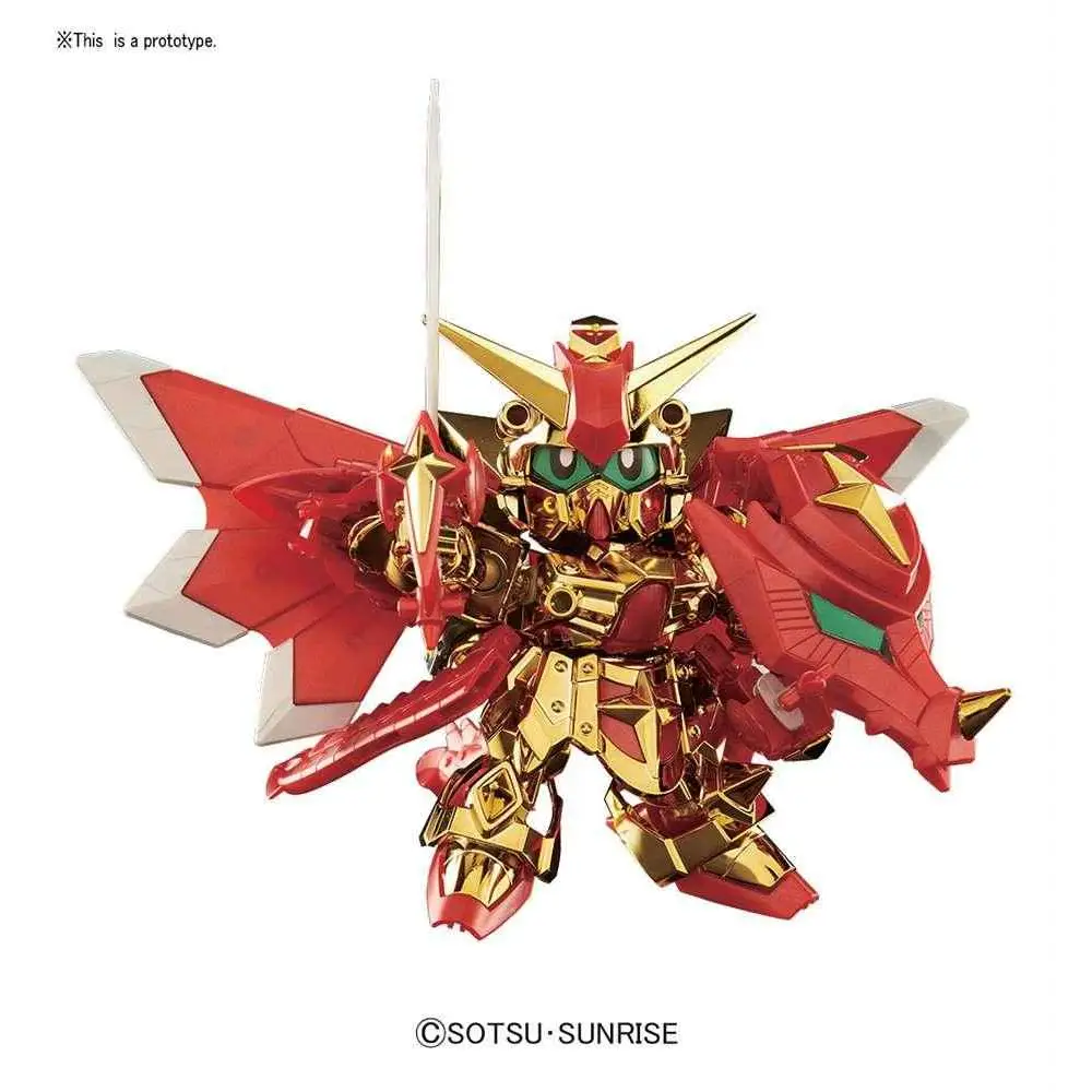 Röd och gul metallrobotfigur med gröna ögon i Bb Knight Legend Superior Dragon 440