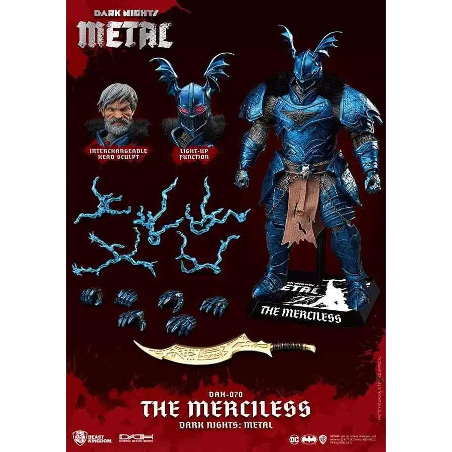 Blå metallisk rustning av The Merciless från Dark Nights: Metal i Beath Metal Batman DAH
