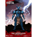 Blå metallisk rustningfigur med vingad hjälm och pelskant, The Merciless från Dark Nights: Metal, Beath Metal Batman DAH