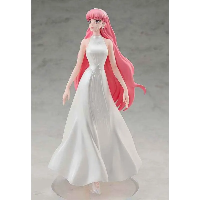 Belle POP UP PARADE-figur med vit klänning, hög hals och flödande kjol, lång rosa hår