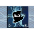 Black Hat Brädspelet-låda med svart hattsilhuett mot blå kretskortsbakgrund