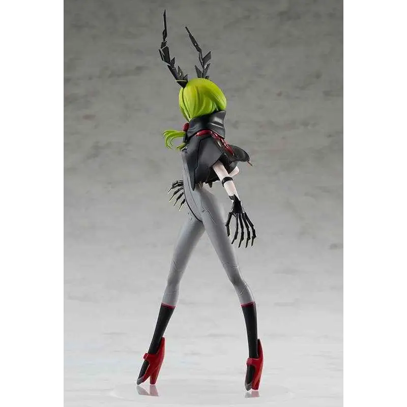 Detaljerad figur av Dead Master från Black Rock Shooter: Dawn Fall, med limegrönt hår och rödtrimmad rustning