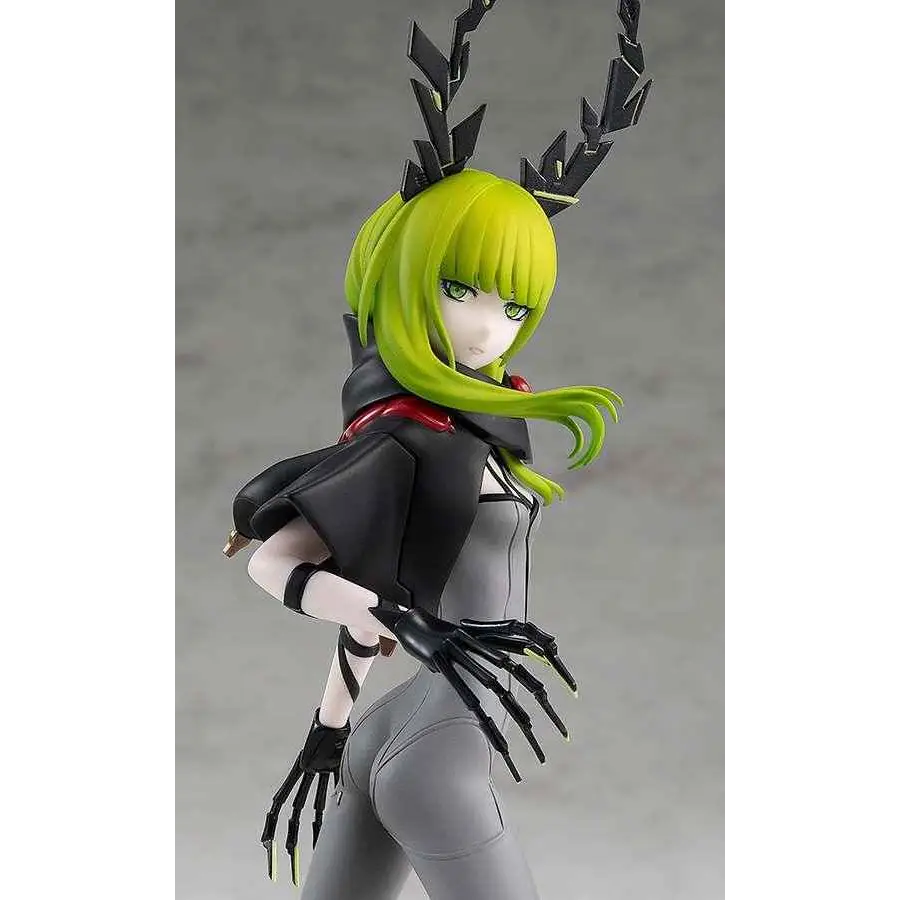 Dead Master figurine från Black Rock Shooter: Dawn Fall, med limegrönt hår och grå dräkt