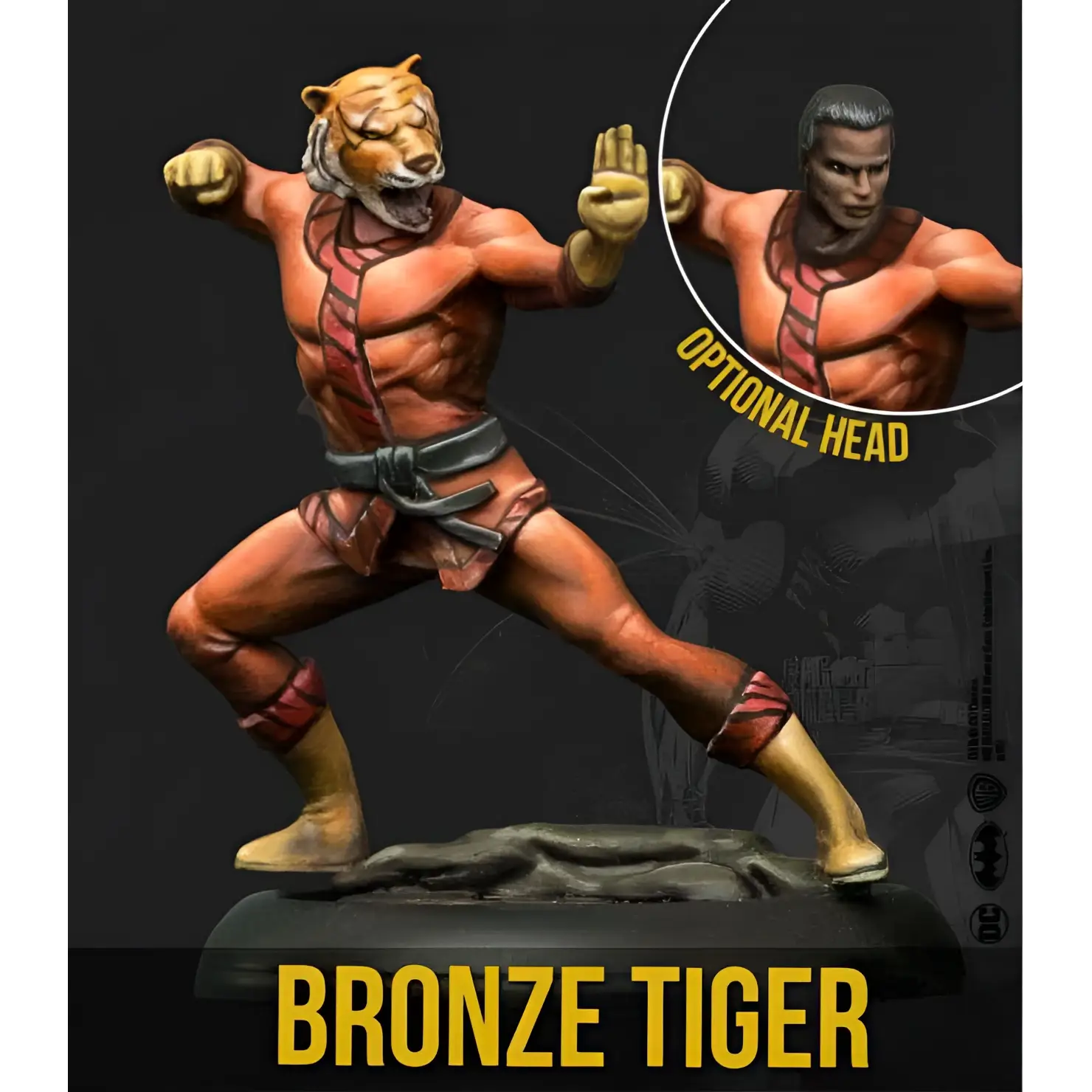 BMG Brons Tiger Miniatyrs Set med detaljerad muskulatur och röd kantad klädsel