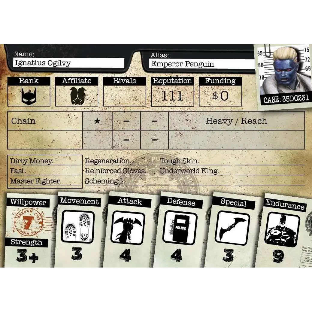 Blåhudad figur med blont hår i mugshot, Bmg Emperor Penguin 35 mm miniatyr