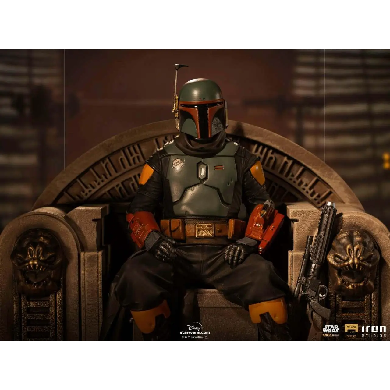 Boba Fett på tron deluxe 1/10 i Mandalorian rustning på tron