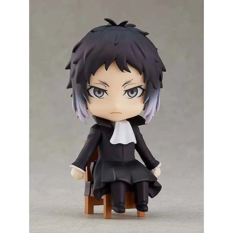 Chibi svartvit Nendoroid-figur av Ryunosuke Akutagawa från Bungo Stray Dogs