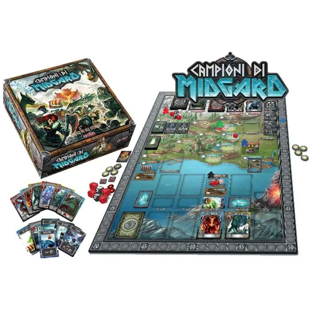 Campioni di Midgard strategiskt brädspel med detaljerad nordisk mytologikarta