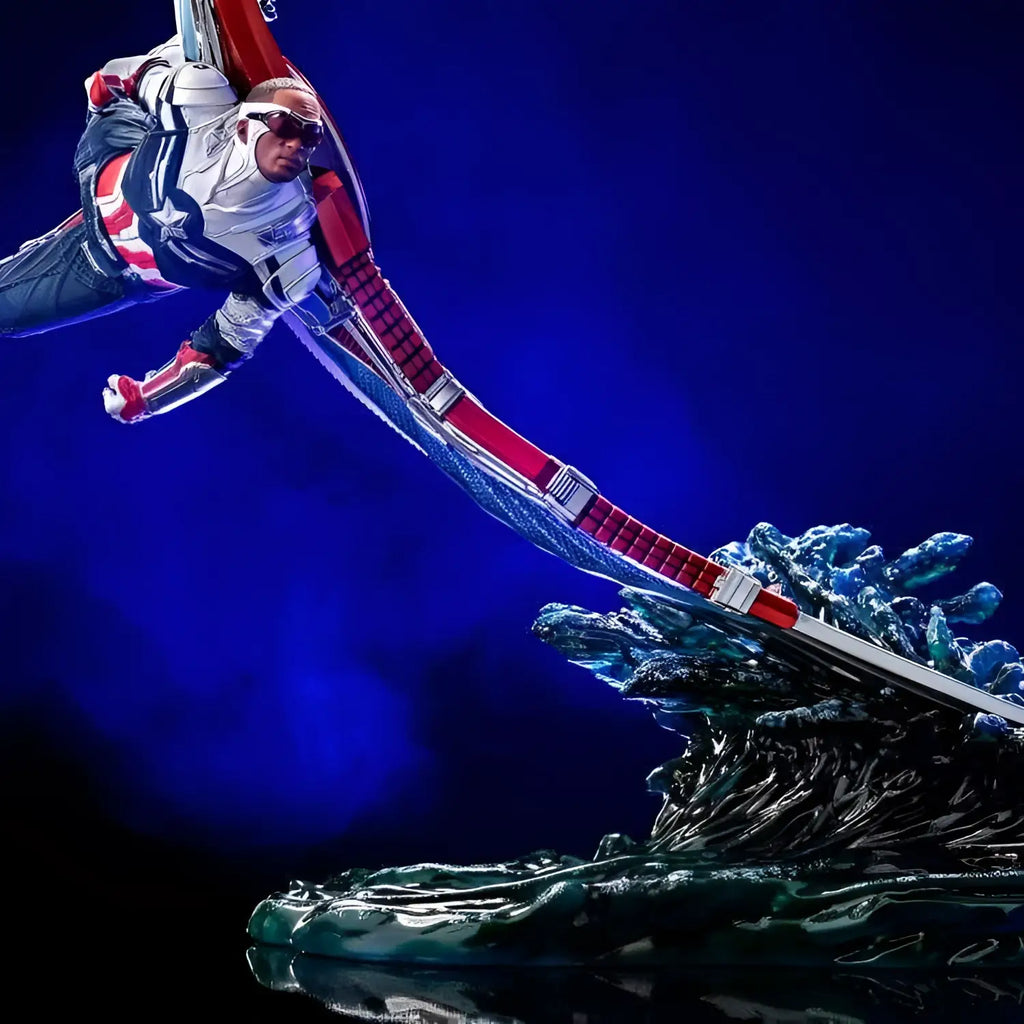 Detaljerad samlarstaty av Captain America Sam Wilson DLX 1/10 i flyg