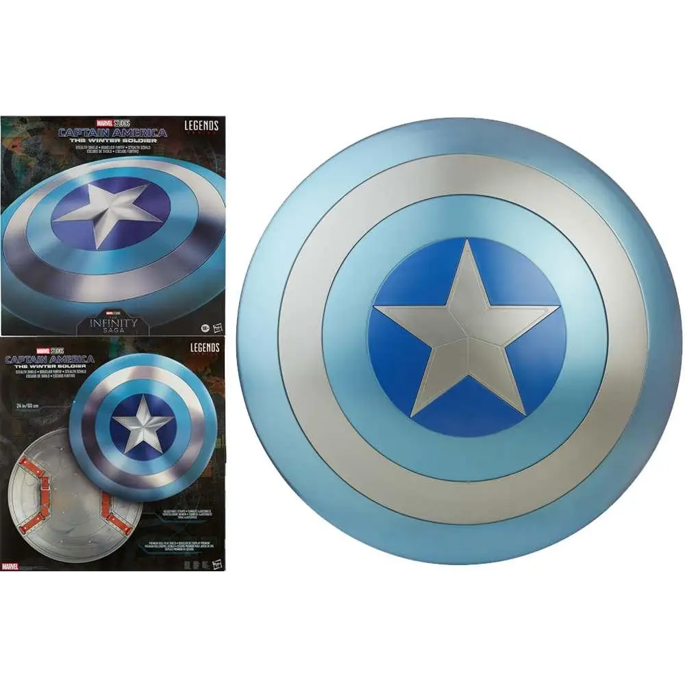 Blå och silver Captain America-sköld från Marvel Legends, Stealth-replika 1:1