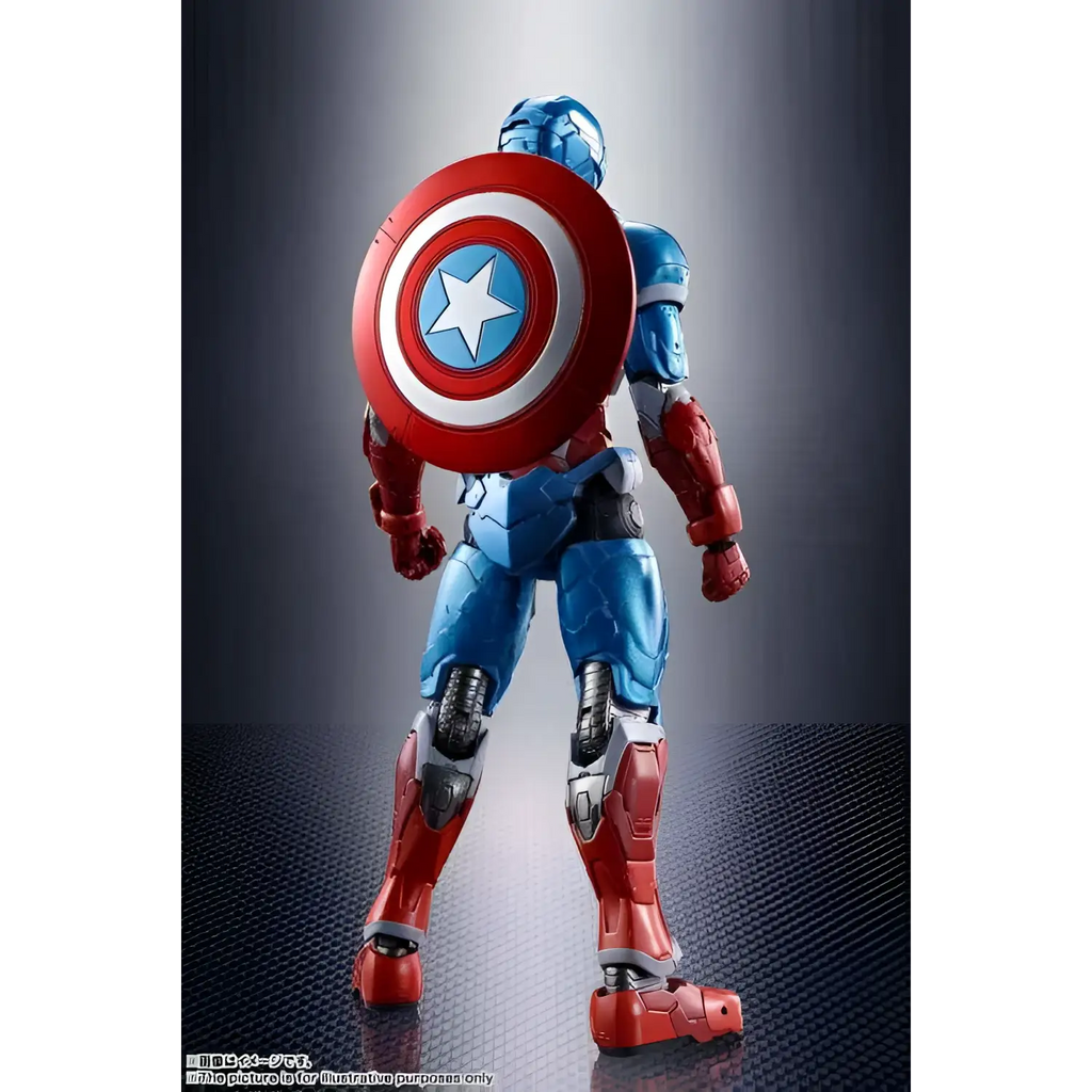 Blå och röd rustad Captain America S.H.Figuarts-figur med sköld