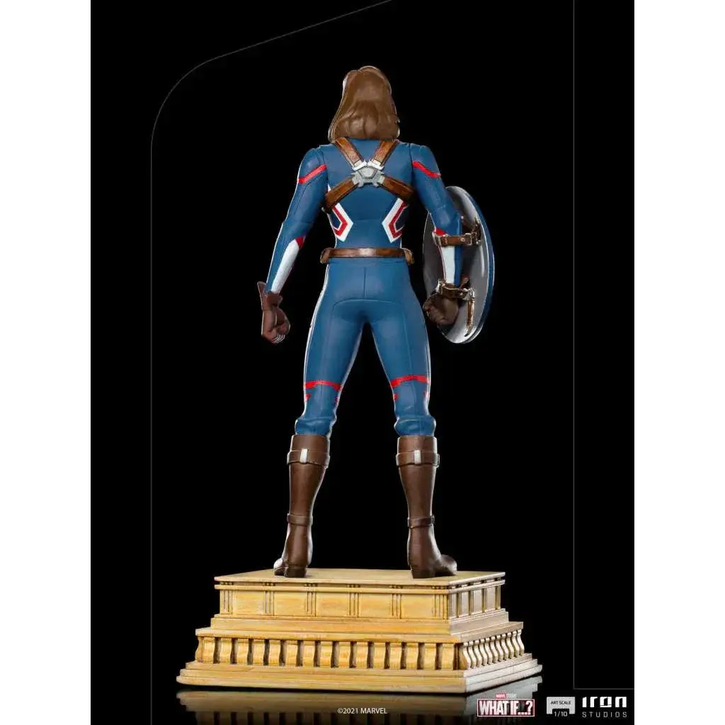 Blå och röd rustad Captain Carter med sköld, 1/10 staty från What If...?