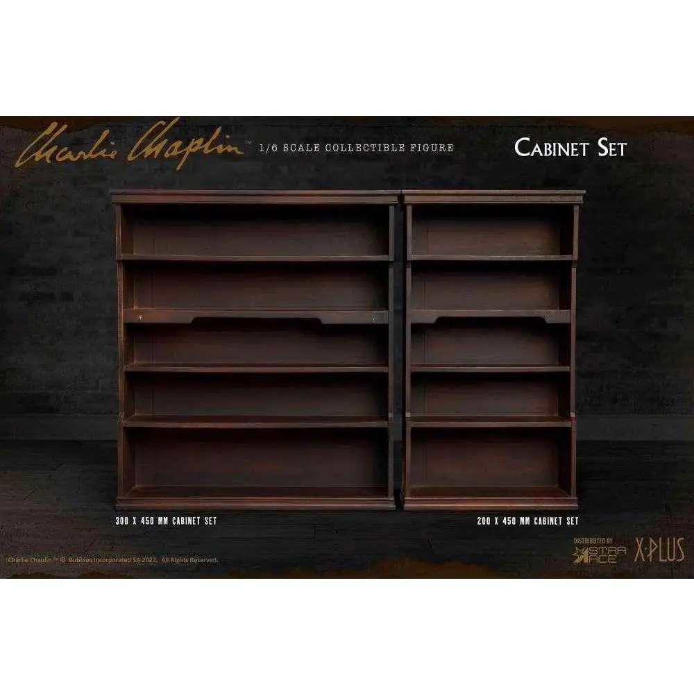 Mörkbrun träskåpsset med två matchande bokhyllor, klassisk design