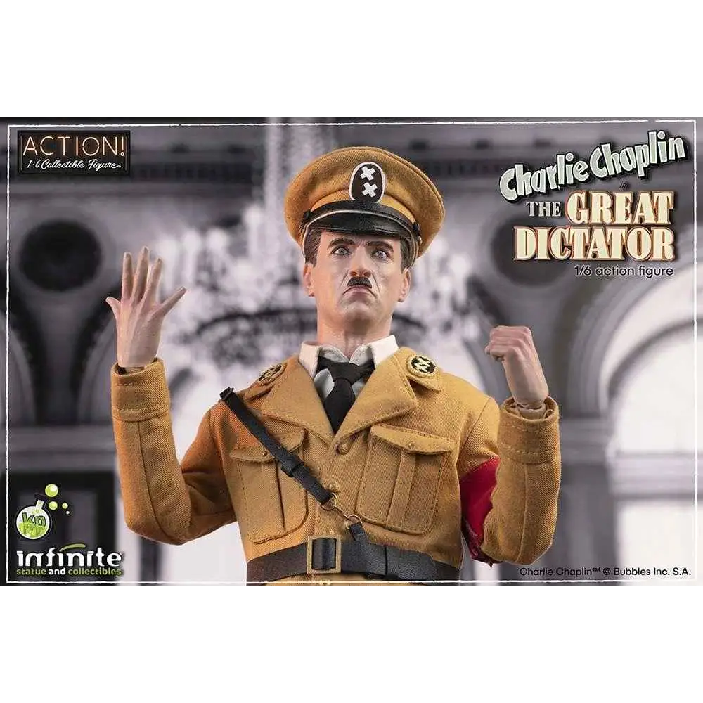 Charlie Chaplin som Den store diktatorn 1/6 actionfigur i tan uniform