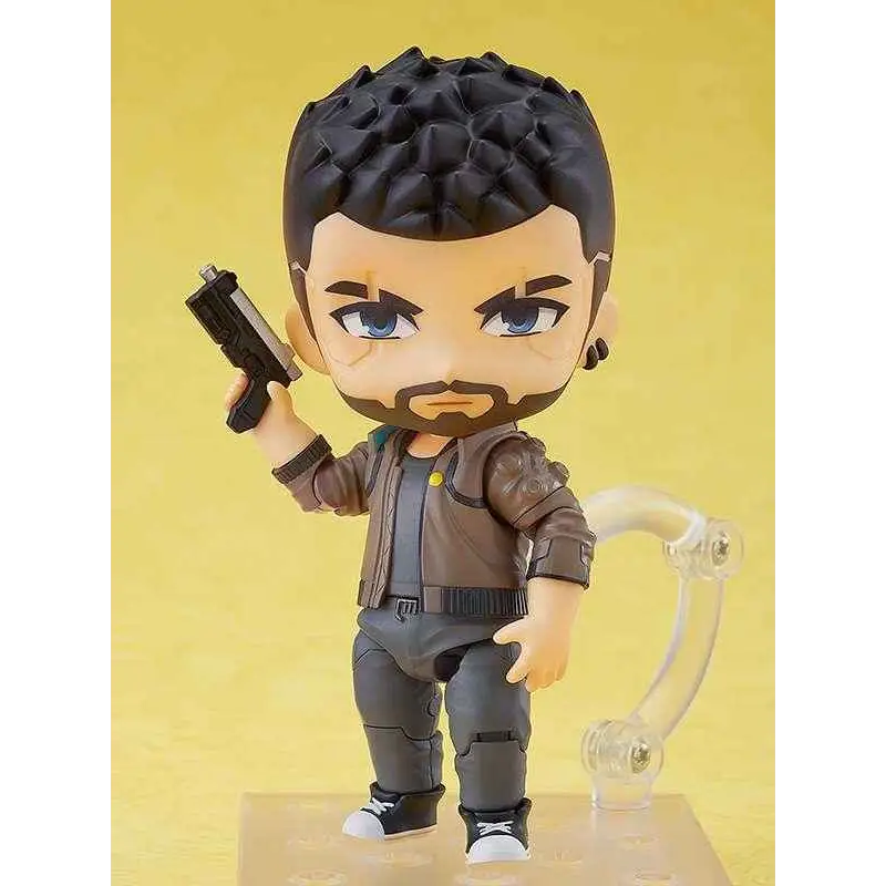 Cyberpunk 2077 Nendoroid V-actionfigur med svart pistol i läderjacka