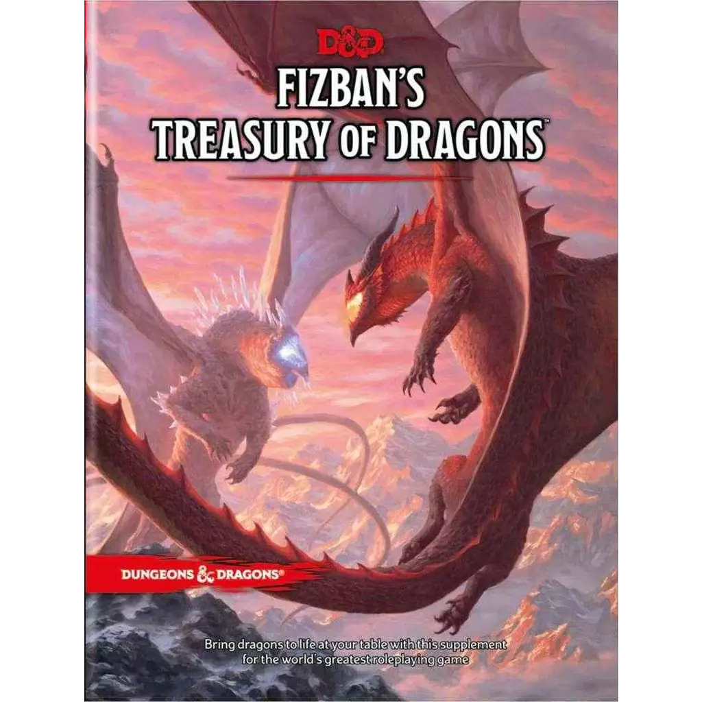 Omslag till D&D Fizbans skattkammare med drakar, engelsk utgåva