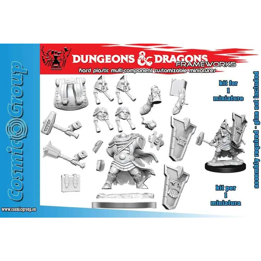 Grå plast D&D Frameworks dvärgprästinna miniatyr för krigare